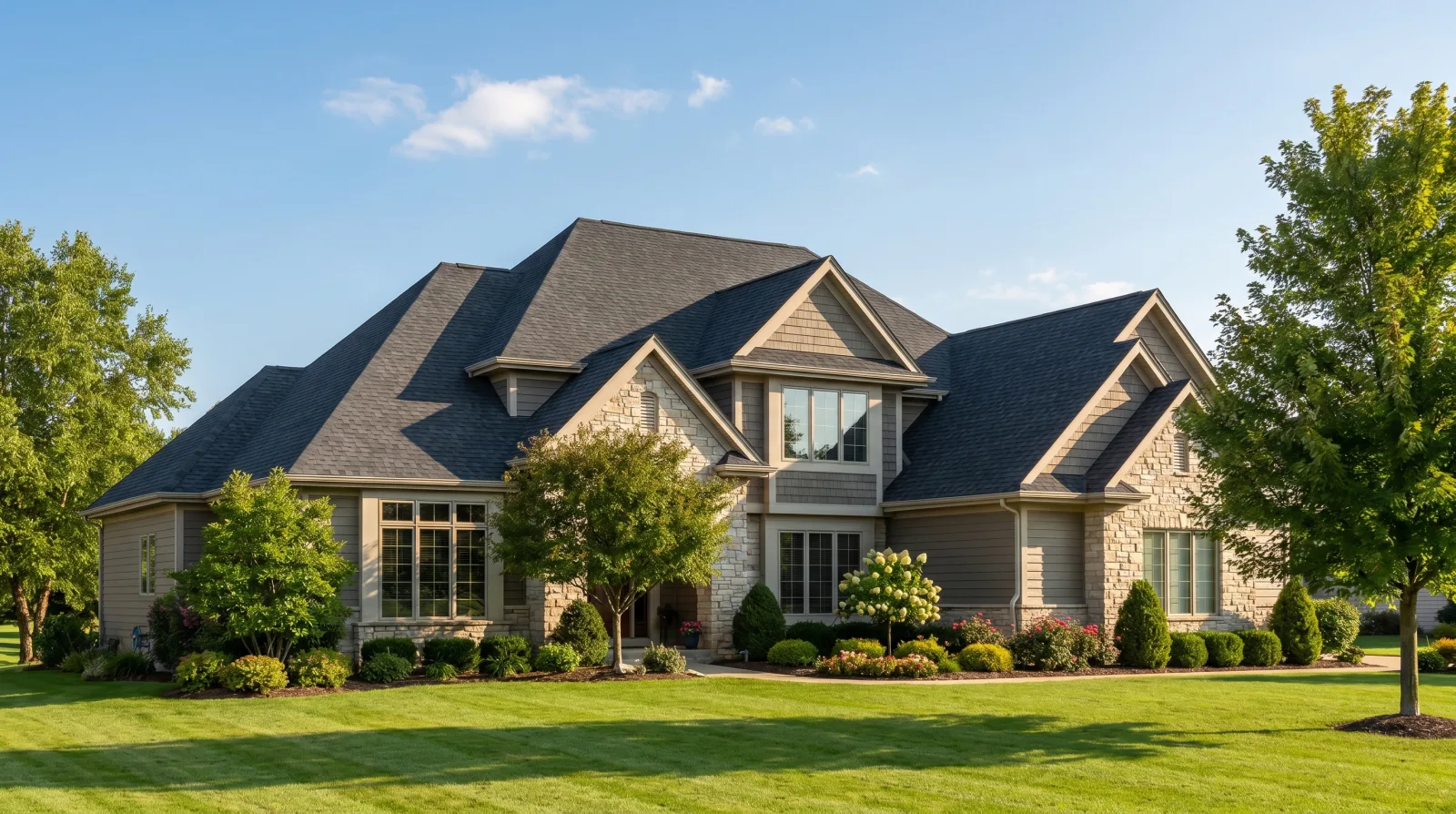 Illustrative home service website concept showing a finished residential exterior project